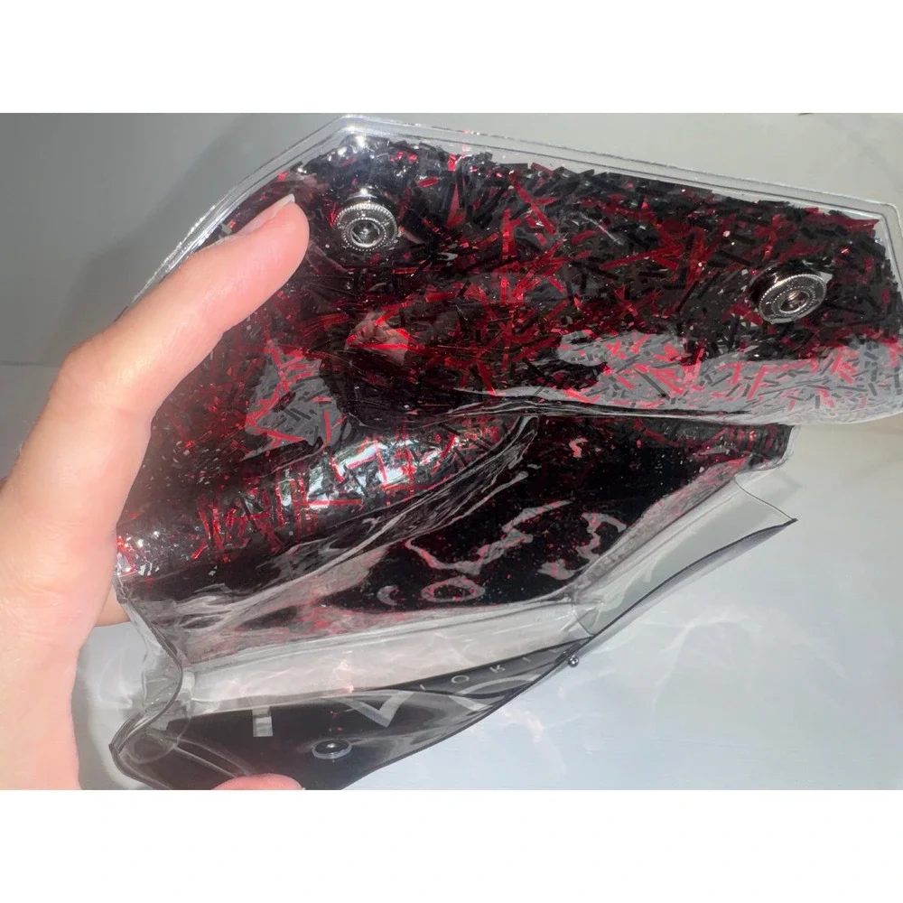 Haus Laboratories Lady Gaga Makeup Bag Red Black Tinsel Clear PVC Cosmetic Case